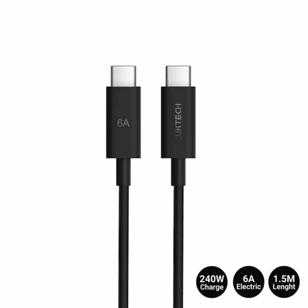Cáp C to C 1.5M 240W Cuktech CTC615N 8 Cáp C to C 1.5M 240W Cuktech CTC615N Max 6A, 480Mbps
