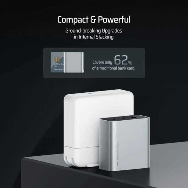 Củ Sạc Cuktech AD653N 65W 2C1A, GaN3, Chân Dẹt, Màu Bạc