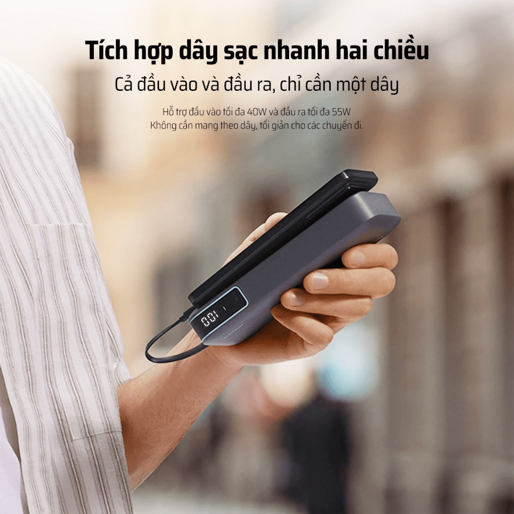 CUKTECH PB200N Pin sạc dự phòng 20000mAh 55W 49 Cáp USB-C tích hợp 45W – Tiện lợi và bền bỉ