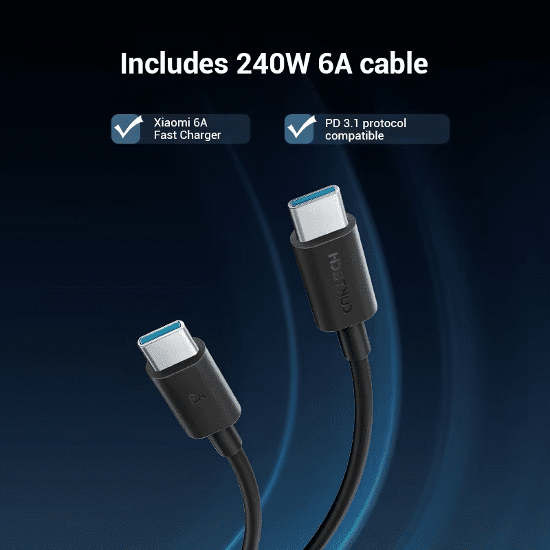 Cuktech PB150P Pin sạc dự phòng 15000mAh 150W 46 Kèm Cáp 240W Chuẩn 6A, Tối Ưu Hóa Tốc Độ Sạc