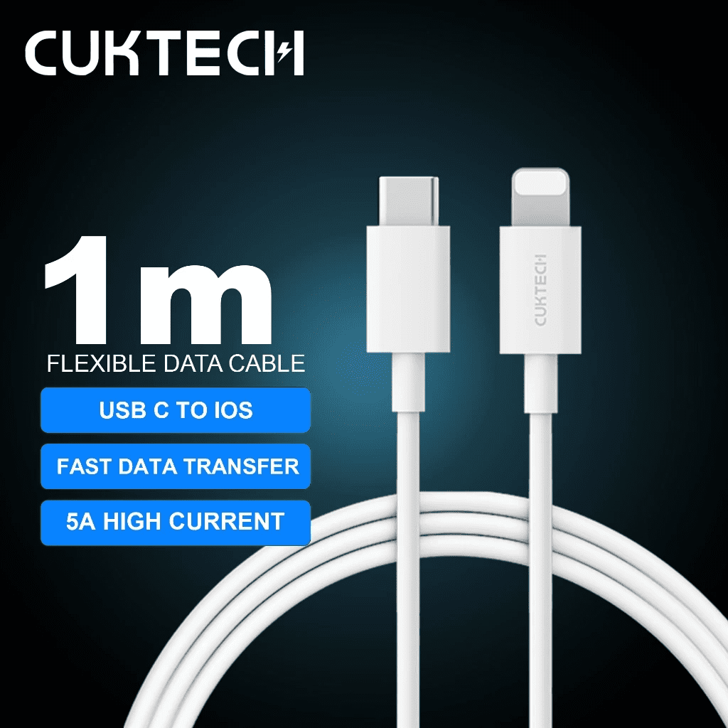Cáp Sạc Nhanh iPhone 1m CUKTECH KLC-5497 12 Cáp Sạc Nhanh iPhone 1m CUKTECH KLC-5497 USB-C to Lightning, MFi