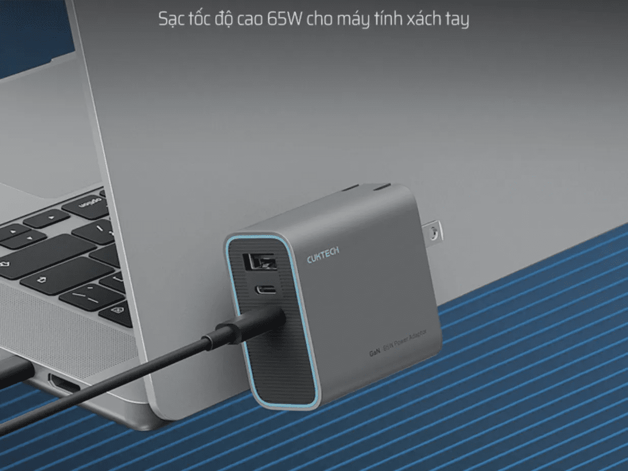 Củ Sạc nhanh 3 cổng 65W Cuktech AD653CUS 5 Củ Sạc nhanh 3 cổng 65W Cuktech AD653CUS - Ảnh 5