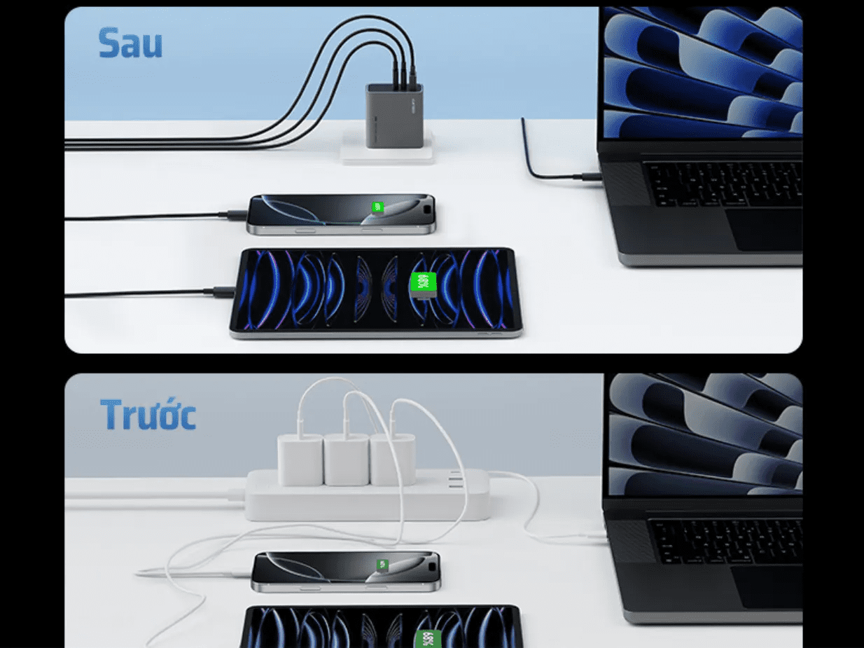 Củ Sạc nhanh 3 cổng 65W Cuktech AD653CUS 6 Củ Sạc nhanh 3 cổng 65W Cuktech AD653CUS - Ảnh 6