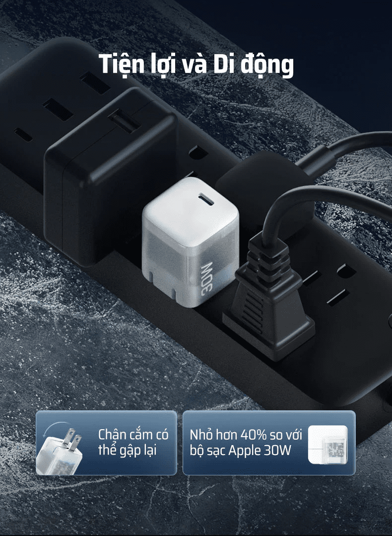 Sạc nhanh trong suốt nhỏ gọn Cuktech AD301N 5 Sạc nhanh trong suốt nhỏ gọn Cuktech AD301N - Ảnh 5
